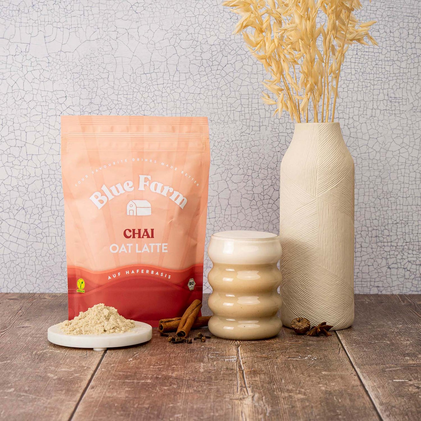 Blue Farm Chai Oat Latte mit dem Vitalpilz Reishi