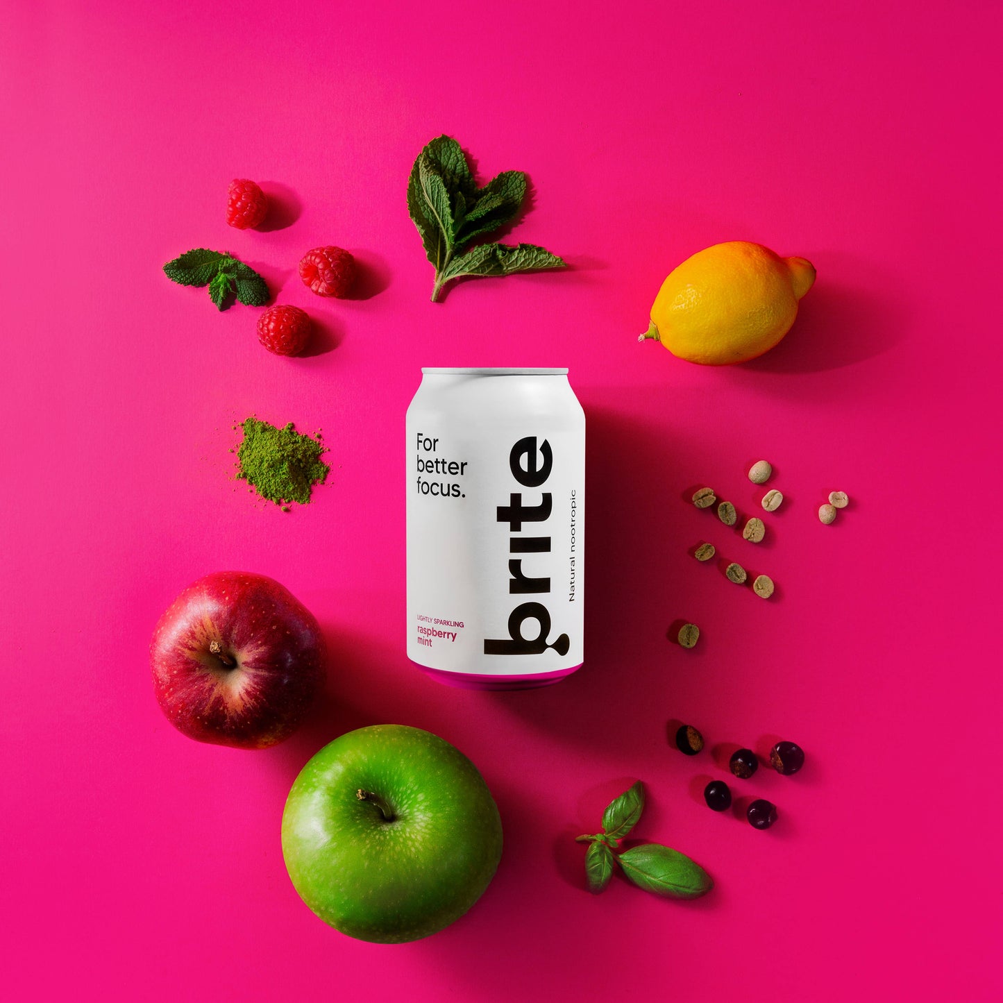 Brite Himbeerminze. Konzentrieren Sie sich, ersetzen Sie Energy-Drinks und Kaffee.
